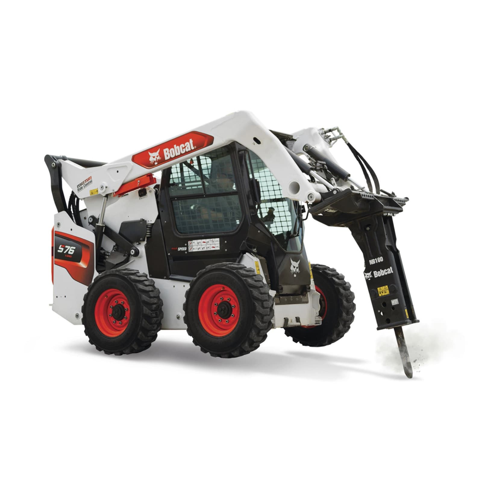 Minicargador equipado con martillo hidráulico